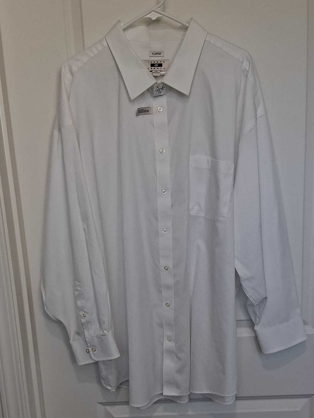 Joseph Abbound 100% Egyptian Cotto White Men's Dress Shirt - Classic Button-Down